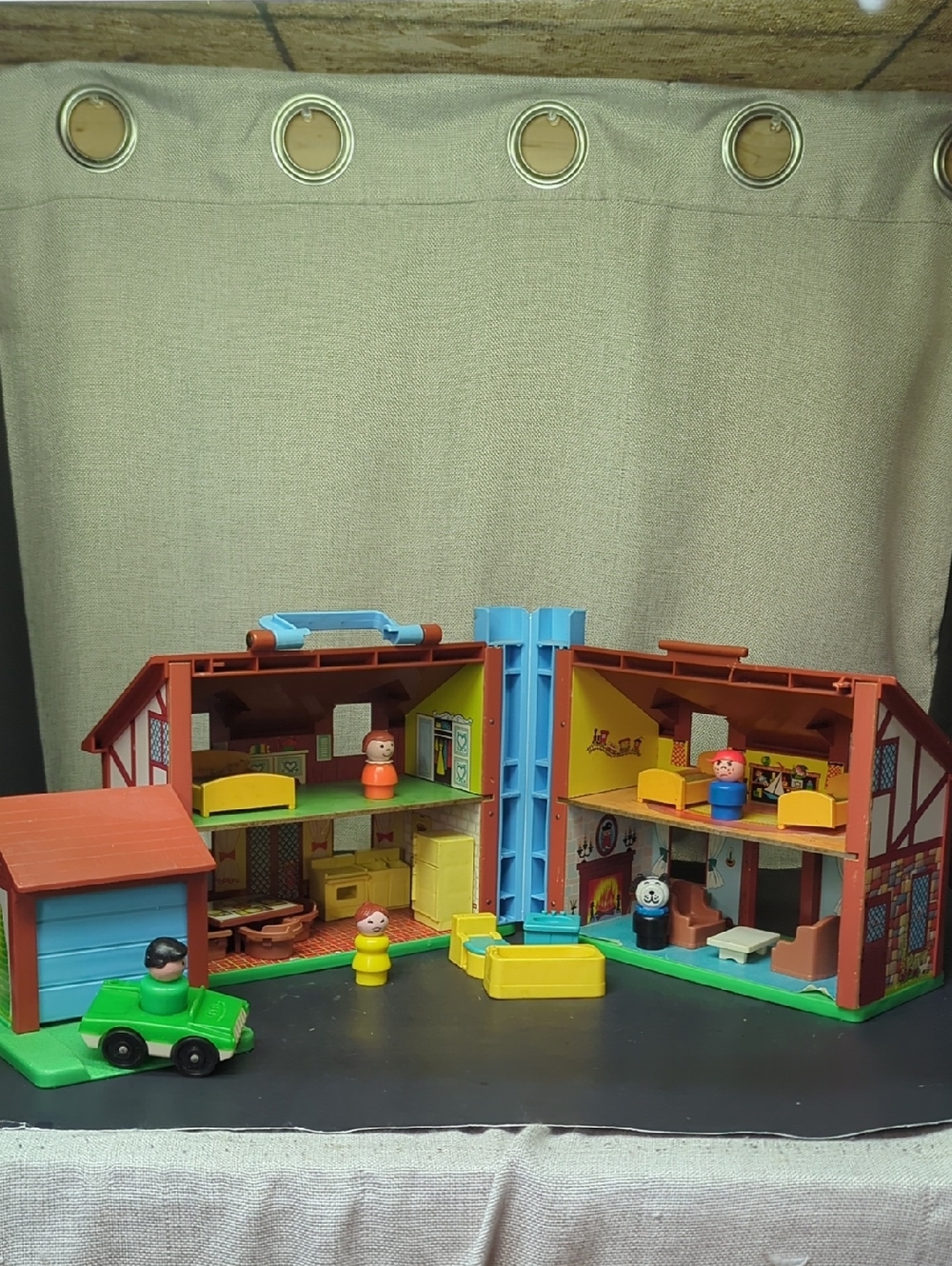 B) Fisher-Price Tudor House #952 brown & white, 2-story house complete w/Nursery